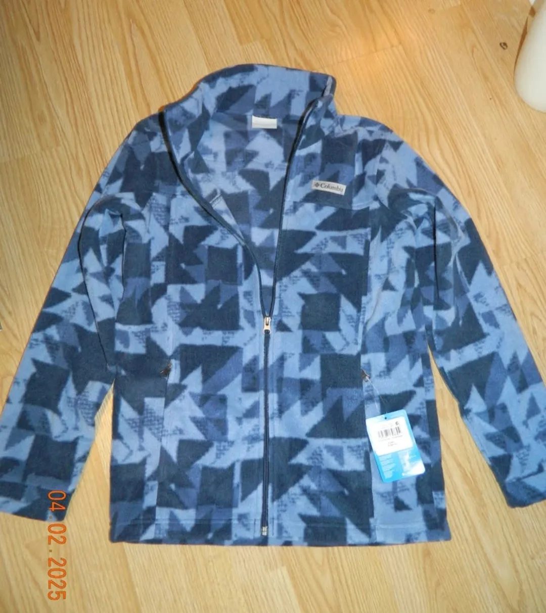 NWT kids Columbia Fleece Jacket Blue Pattern thumbnail