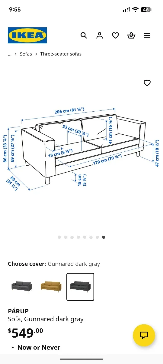 IKEA PÅRUP Sofa, Gunnared Dark Gray image indicator(4)