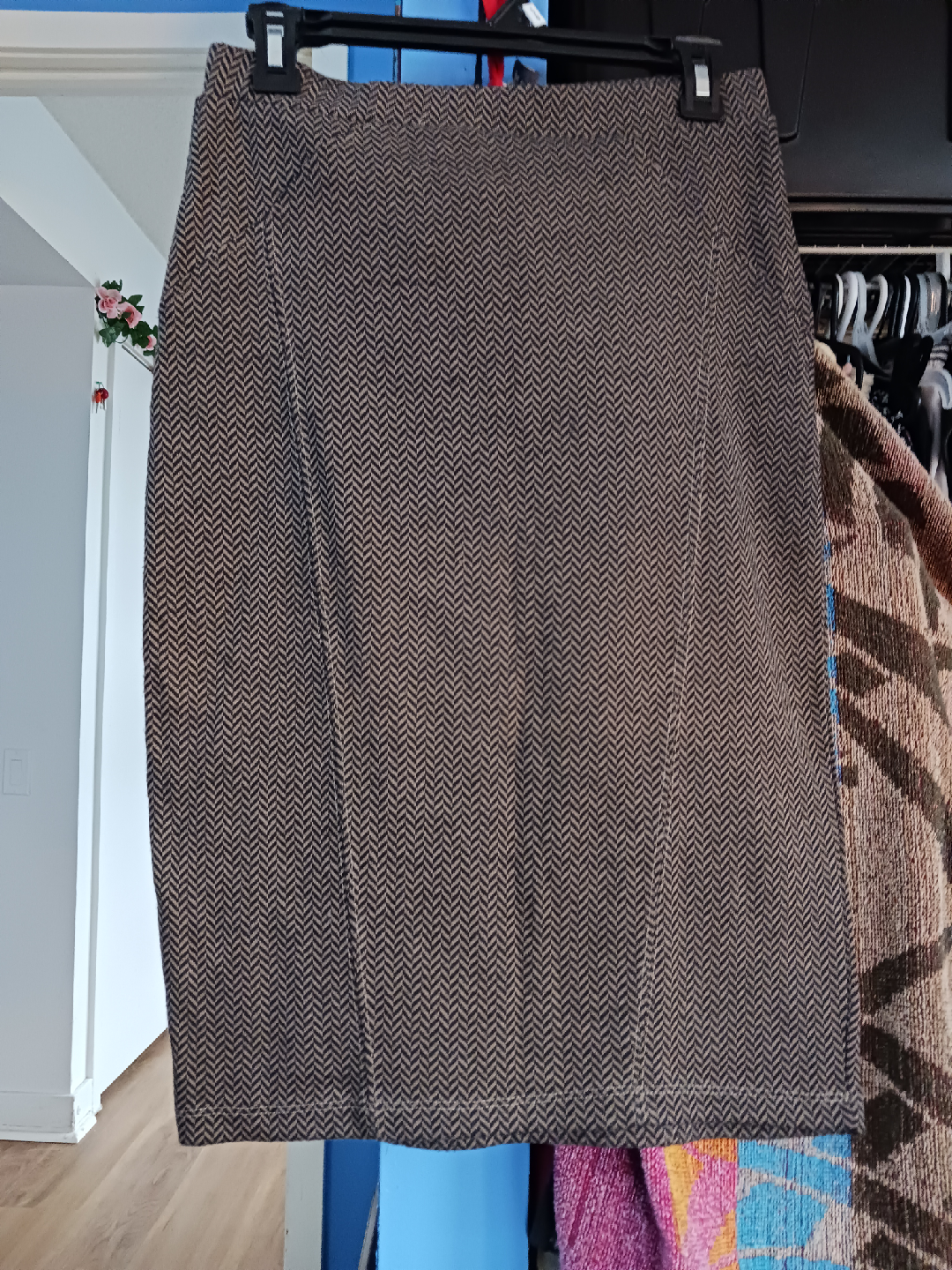 Brown Herringbone Skirt