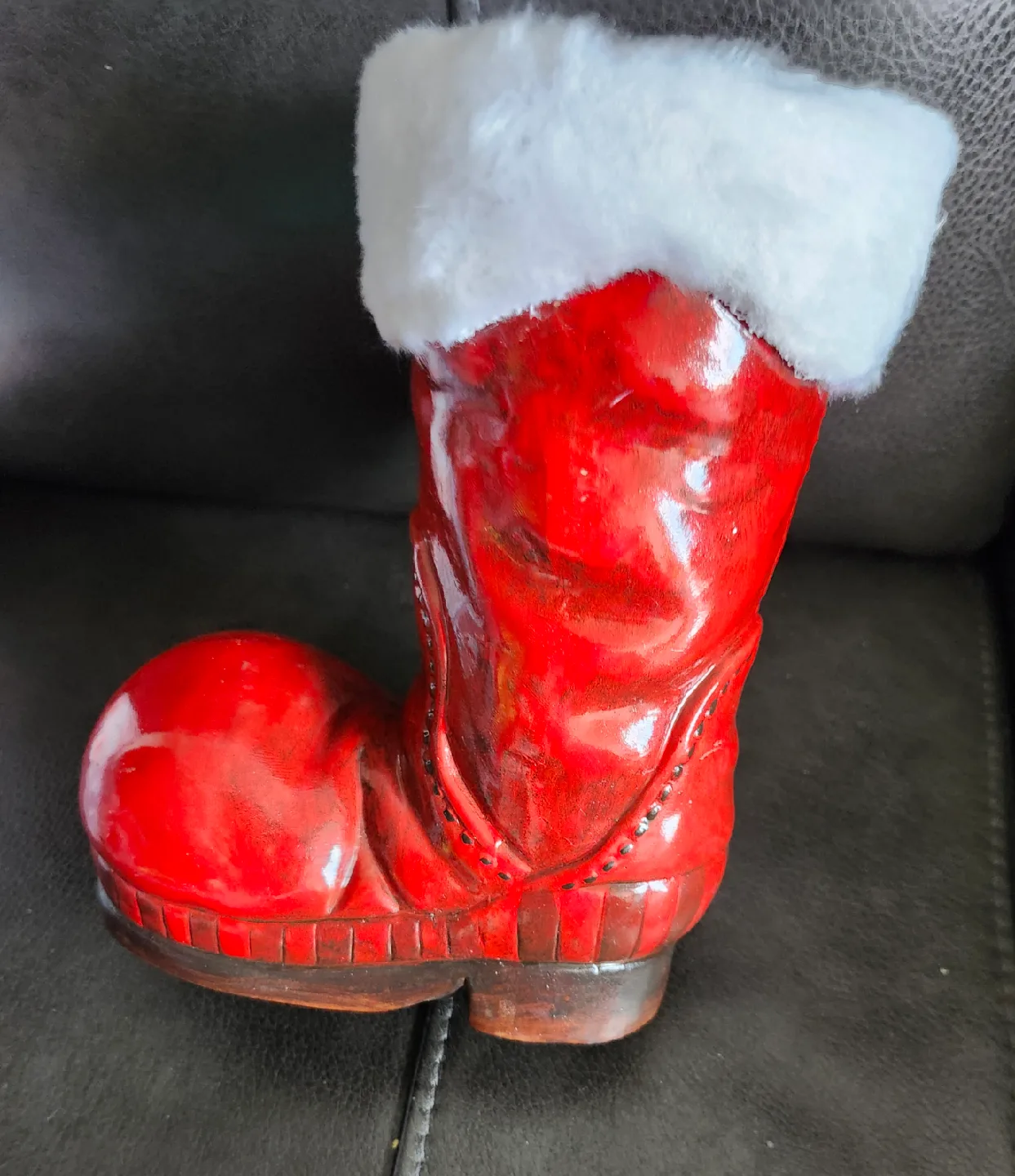 Vintage  Ceramic Red Christmas Boot Decoration image indicator(2)