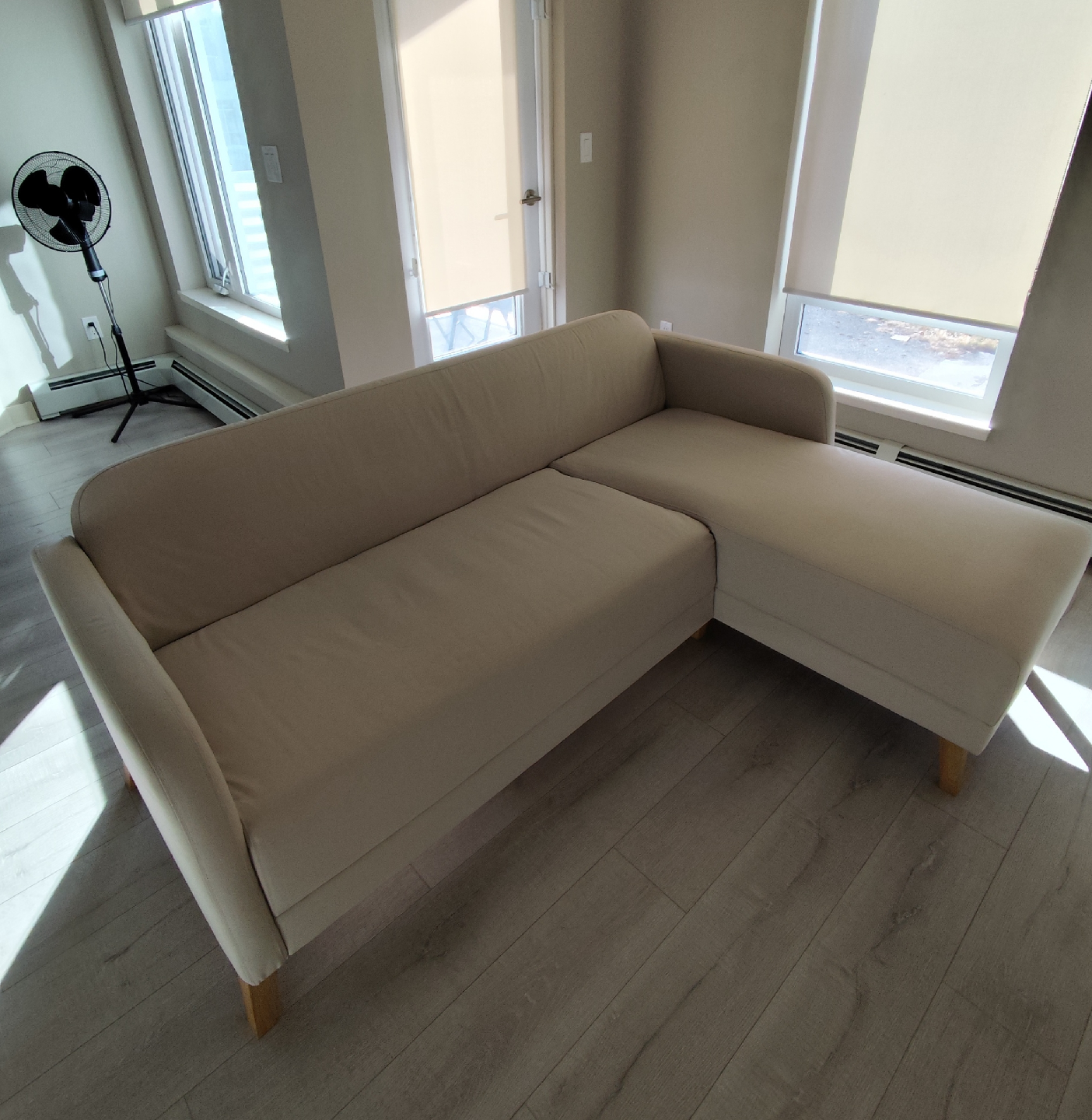 Beige Sectional Sofa with Chaise