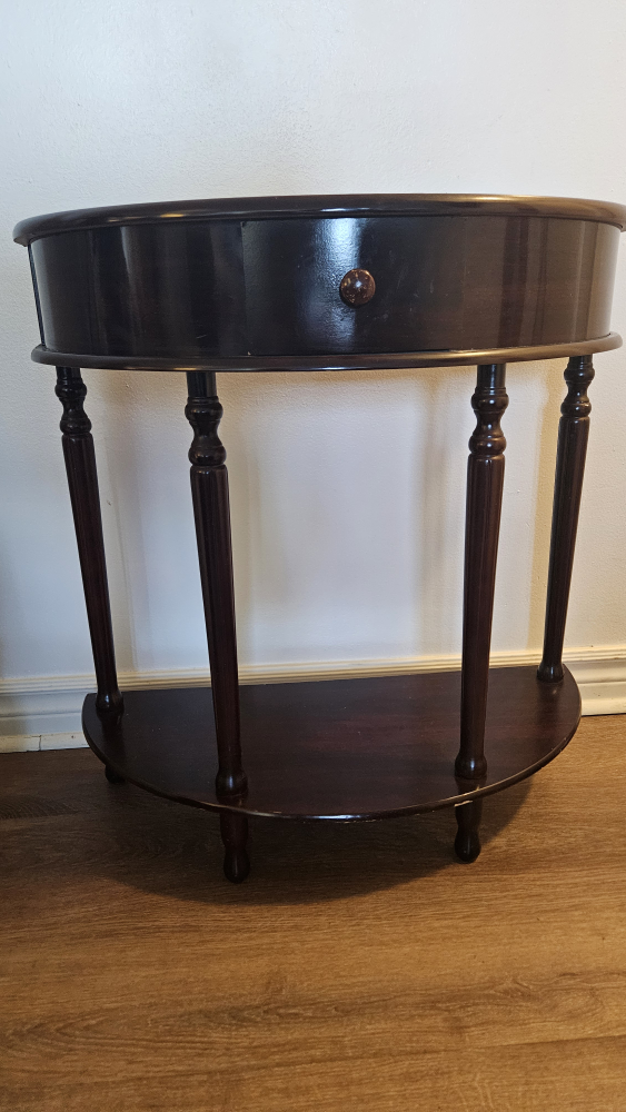 Dark Wood Half-Moon Console Table