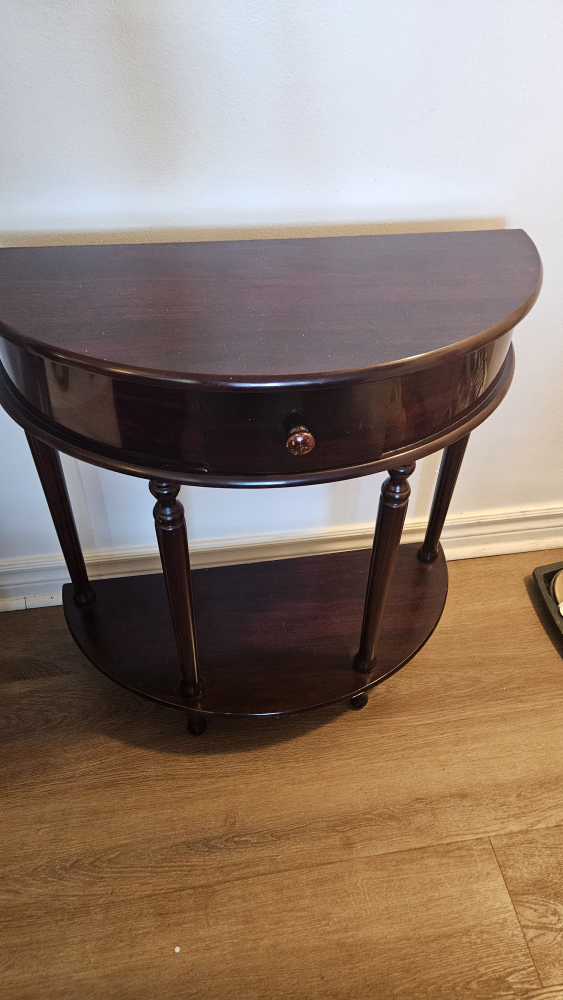 Dark Wood Half-Moon Console Table - photo 2