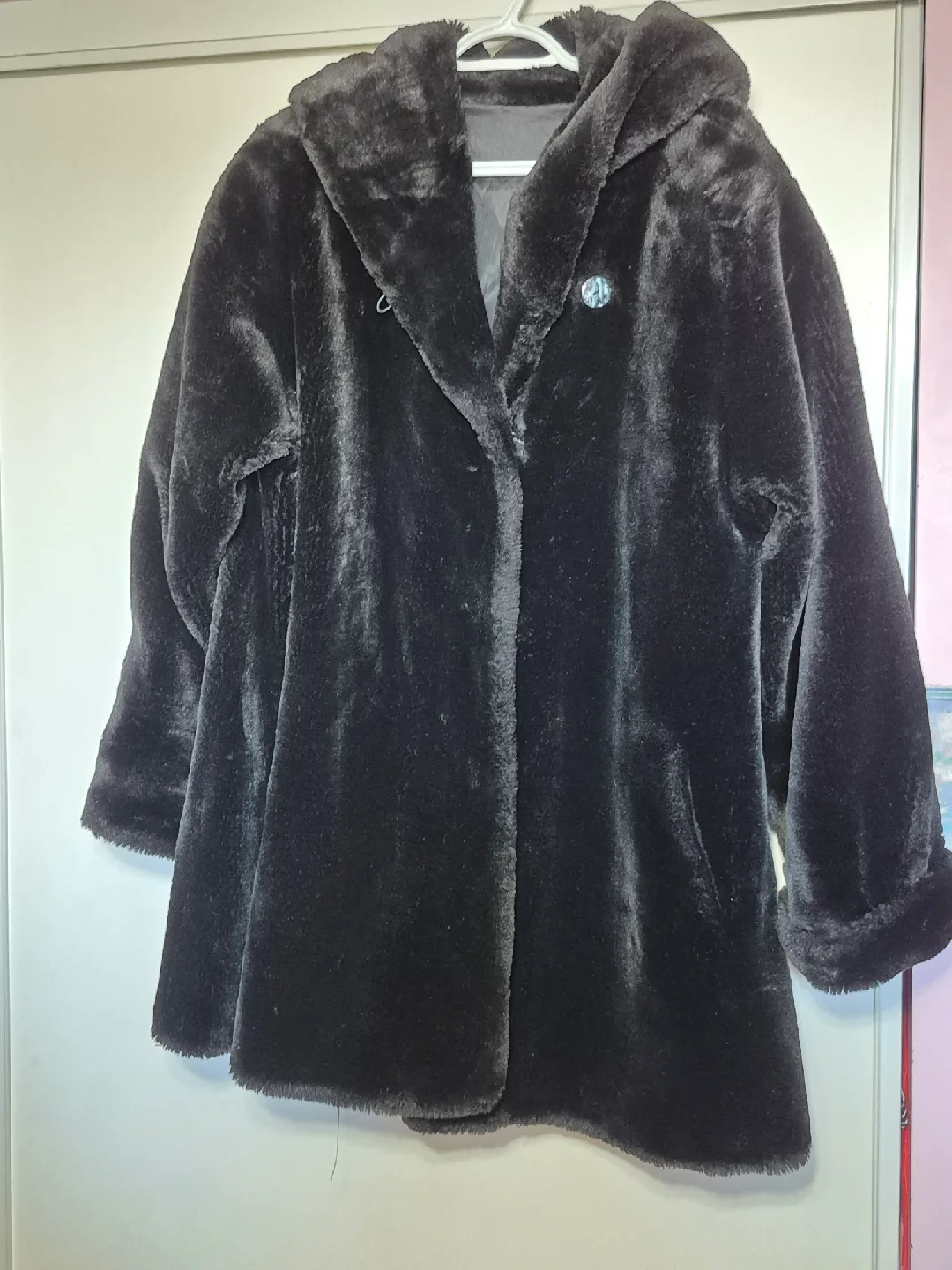 Black Faux Fur Hooded Coat thumbnail