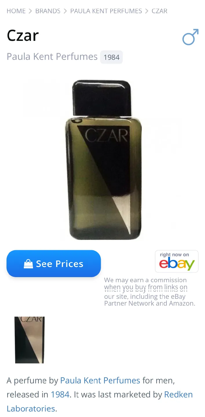 Extremely Rare 1984 Czar By Paula Kent Cologne Splash image indicator(3)
