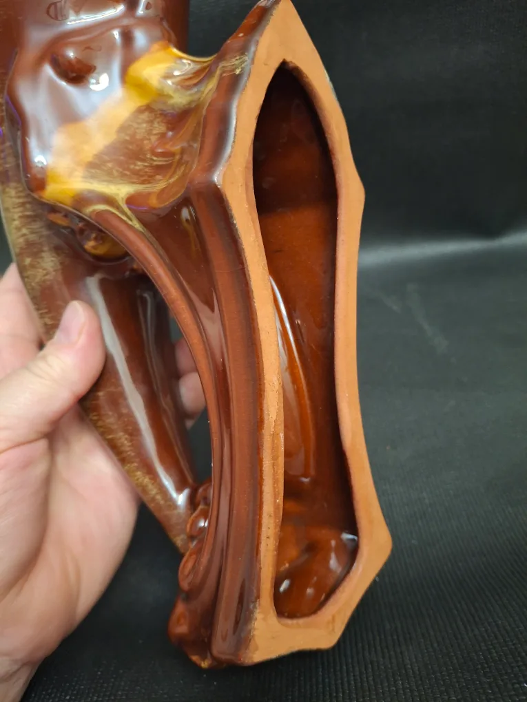 Vintage Dolphin Ceramic Figurine  Brown & Yellow image indicator(3)