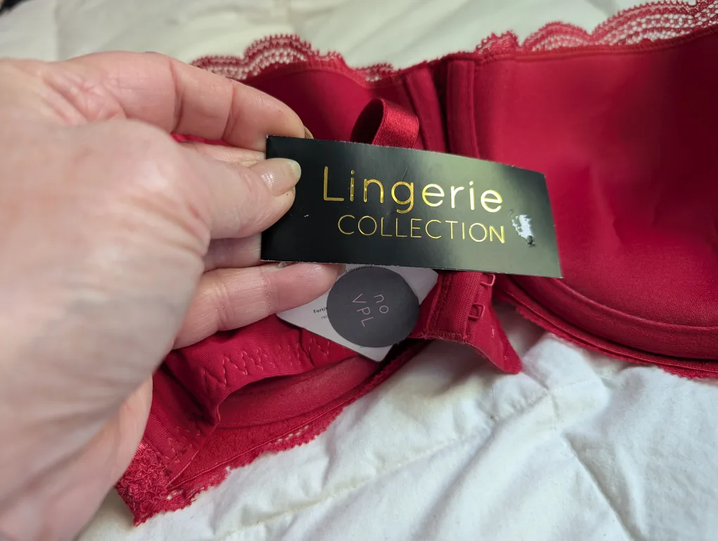 NWT Red Lace Bra 36DD image indicator(8)