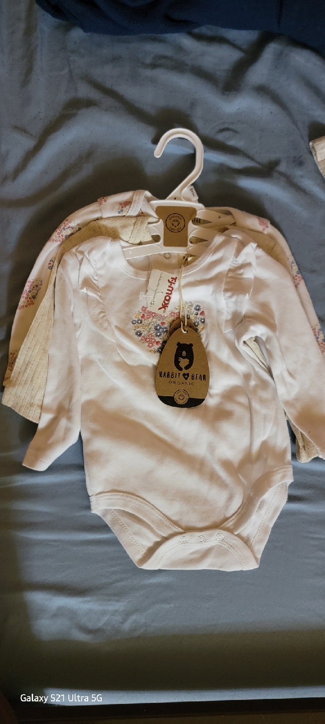 Rabbit Bear Organic Baby Bodysuits - 3-6 Months