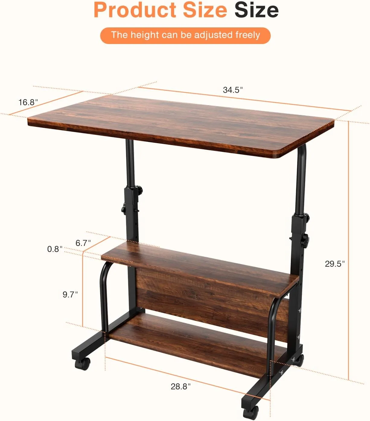 Adjustable Height Rolling Laptop Desk Brand New in Box image indicator(3)