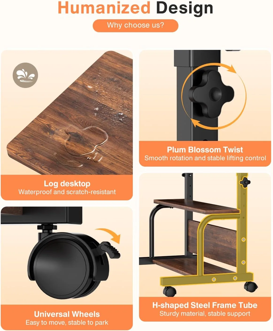 Adjustable Height Rolling Laptop Desk Brand New in Box image indicator(5)