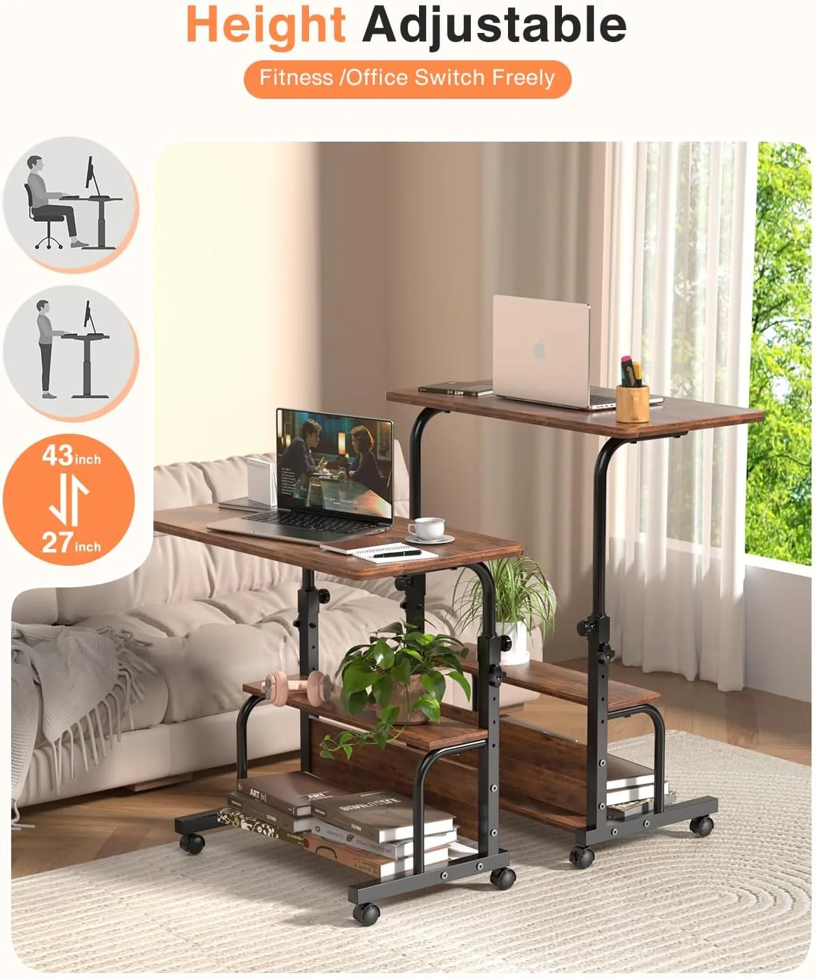 Adjustable Height Rolling Laptop Desk Brand New in Box image indicator(6)