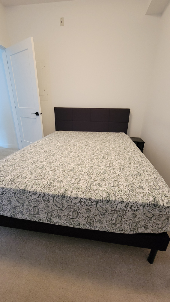 Queen  bed frame and12 Inch mattress and free  night stand - photo 2