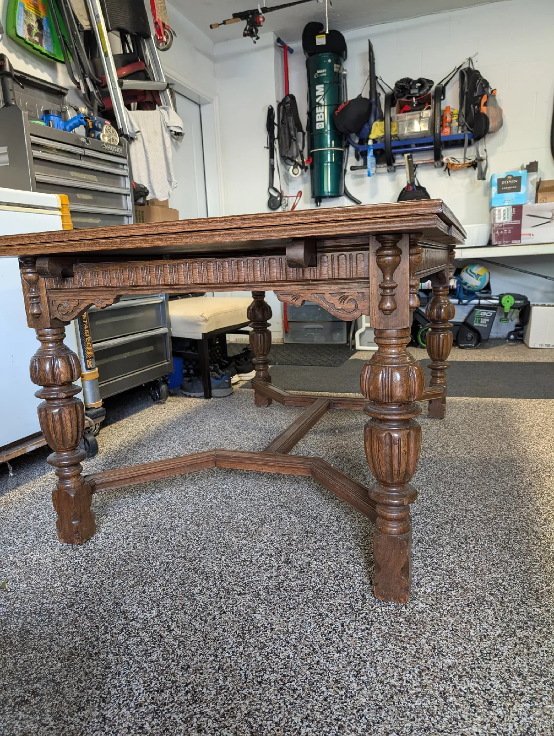 Antique Oak China Cabinet and Dining Table and 6 Chairs image indicator(9)