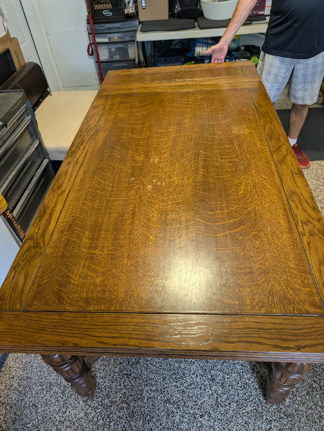 Antique Oak China Cabinet and Dining Table and 6 Chairs image indicator(10)
