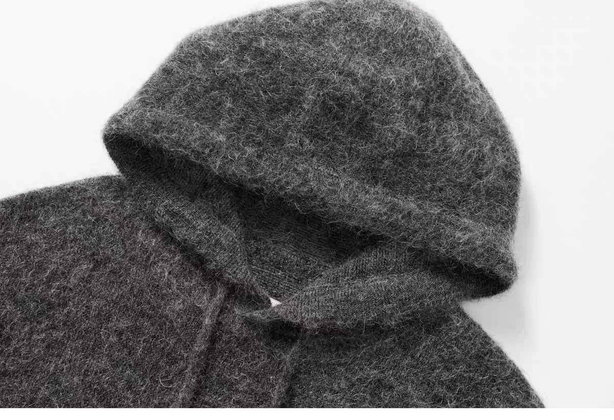 Monday Sleeping Club - Mohair Wool Blend Grey Hoodie image indicator(3)