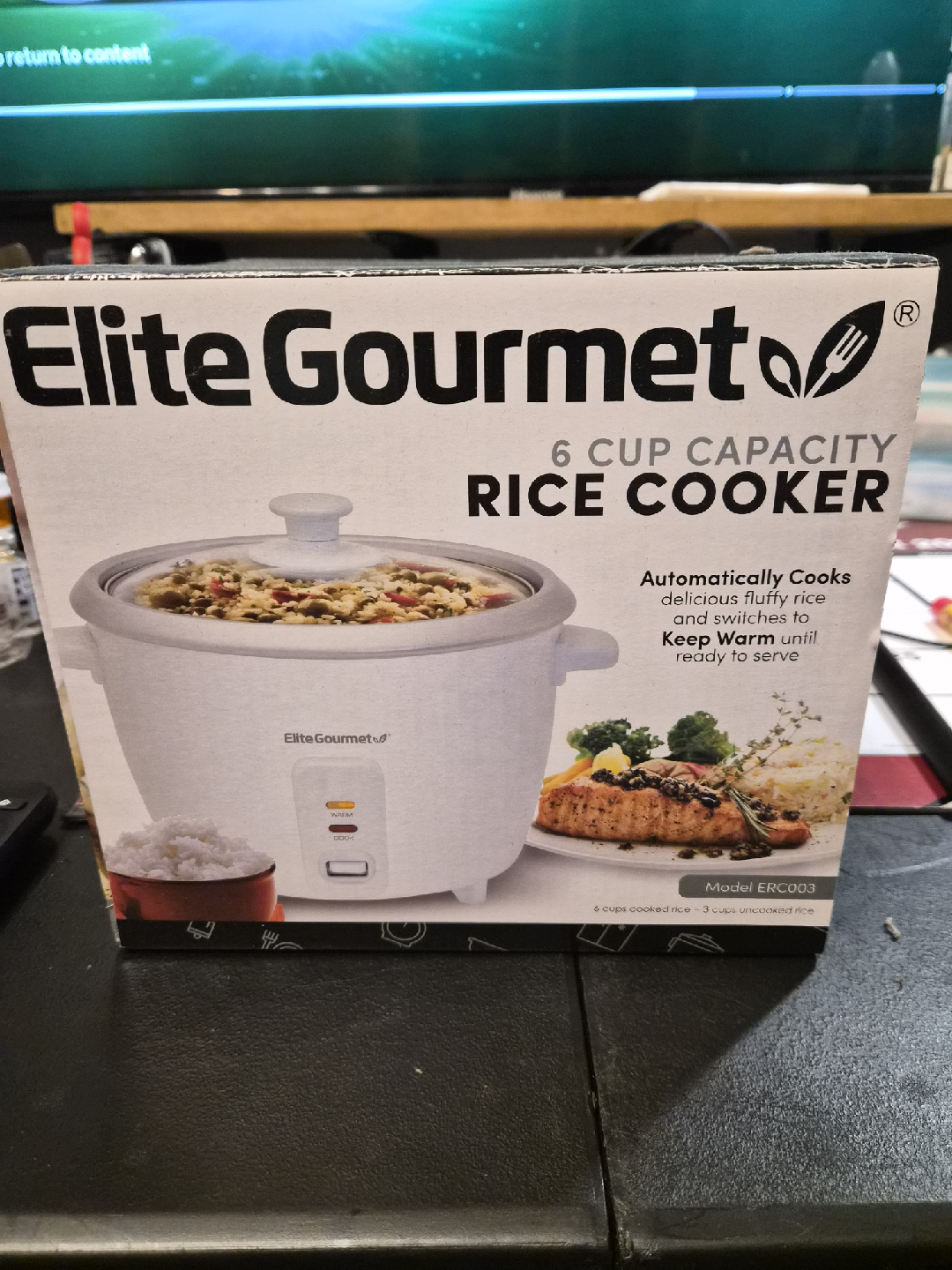 Elite Gourmet 6-Cup Rice Cooker - Model ERC003
