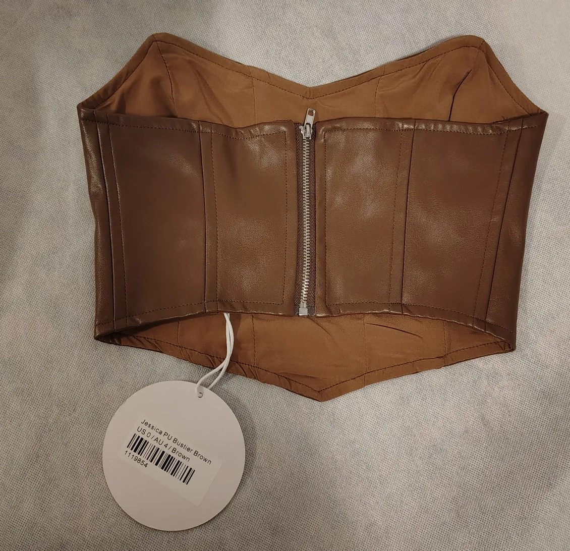 Princess Polly Jessica PU Bustier - Brown, Size 0 image indicator(2)