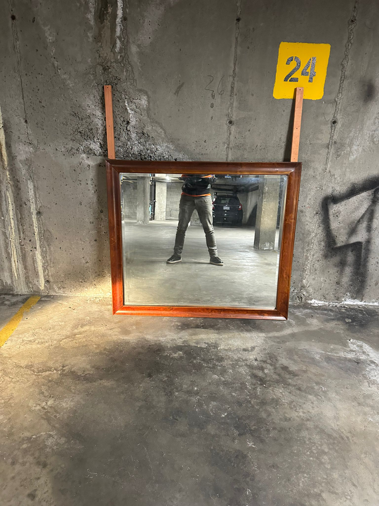 Large Vintage Wood Mirror - photo 2