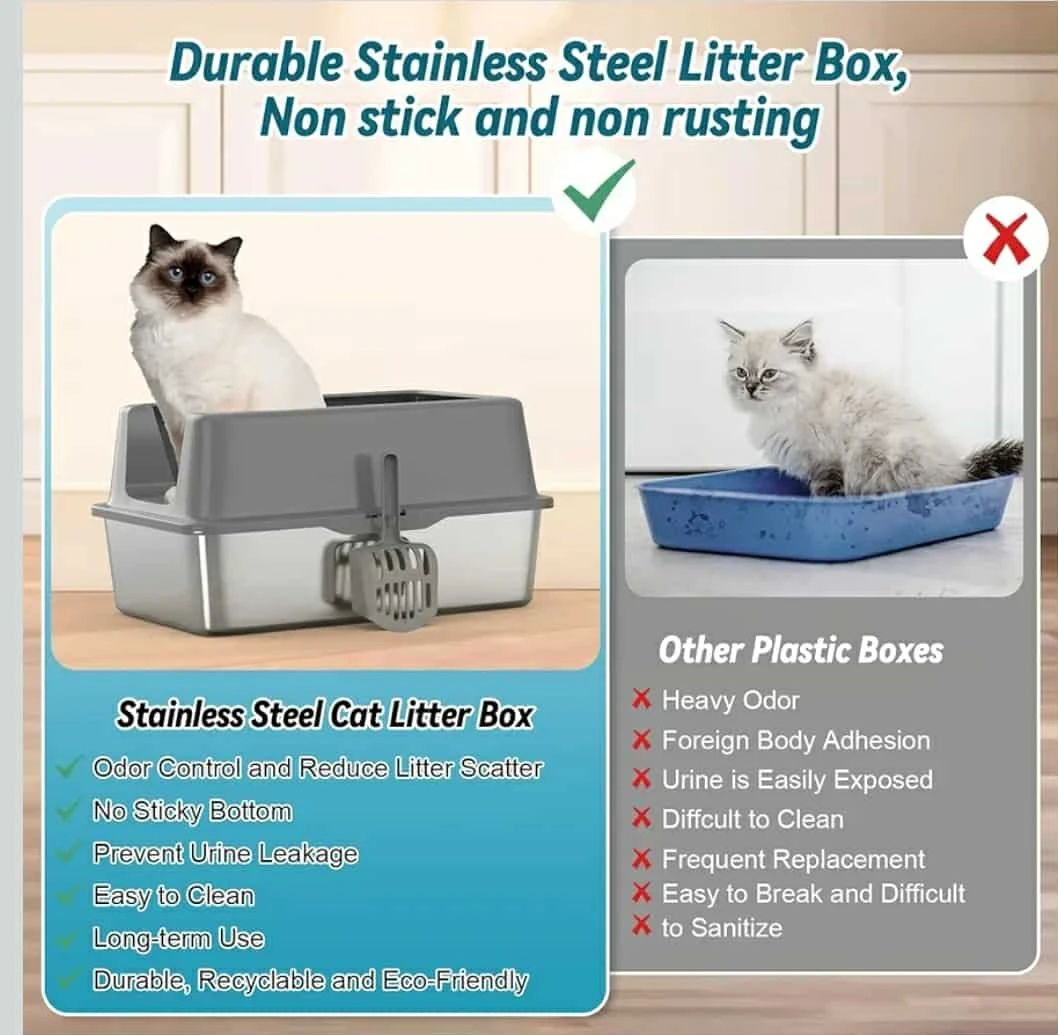 Extra Large Stainless Steel Cat Litter Box - photo 3