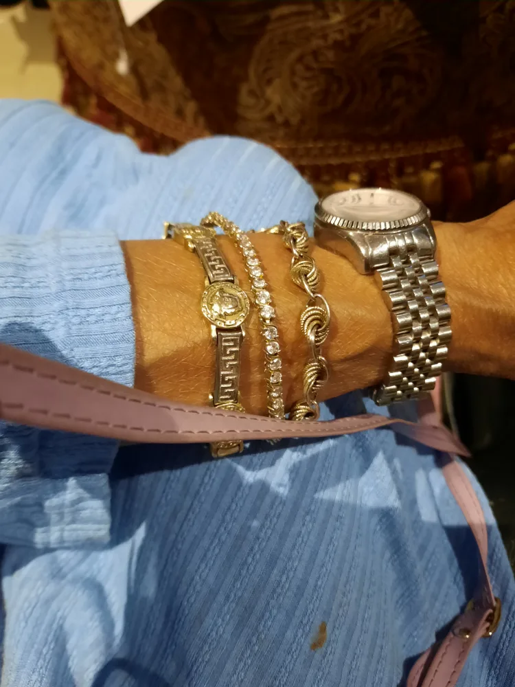 AUTHENTIC 14K SOLID Gold 2 Tone Chunky Bracelet image indicator(2)