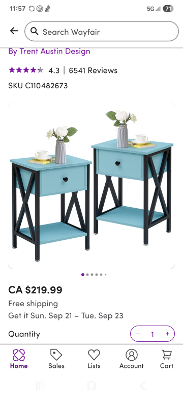 Trent Austin Design End Table - Light Blue Nightstand - photo 2