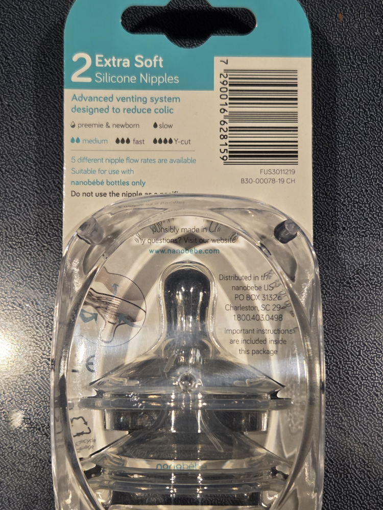 Nanobebe Extra Soft Silicone Bottle Nipples - Flow Medium - photo 2