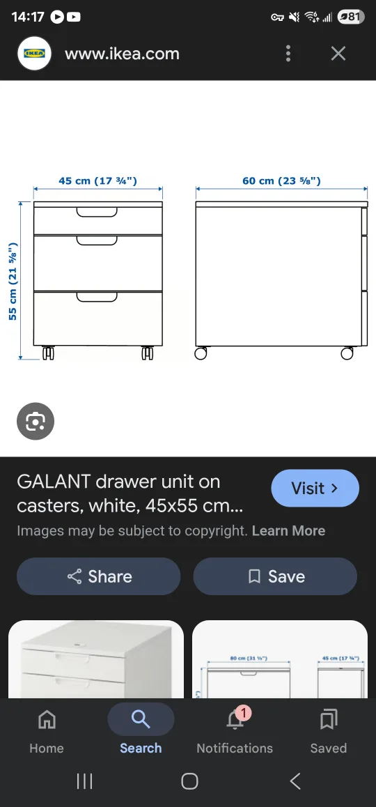 IKEA Galant Drawer Unit on Casters - 45x55cm image indicator(3)