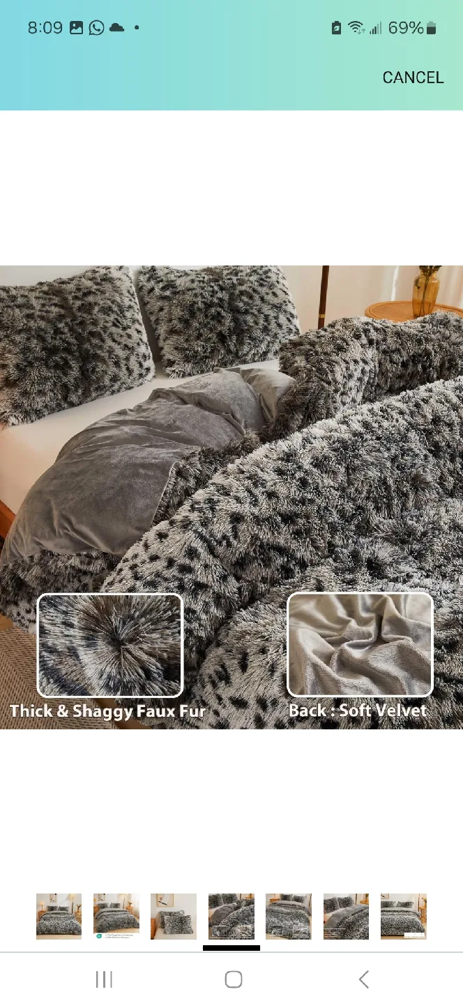 Plush Shaggy Faux Fur Duvet Cover & 2 Pillowcases image indicator(4)