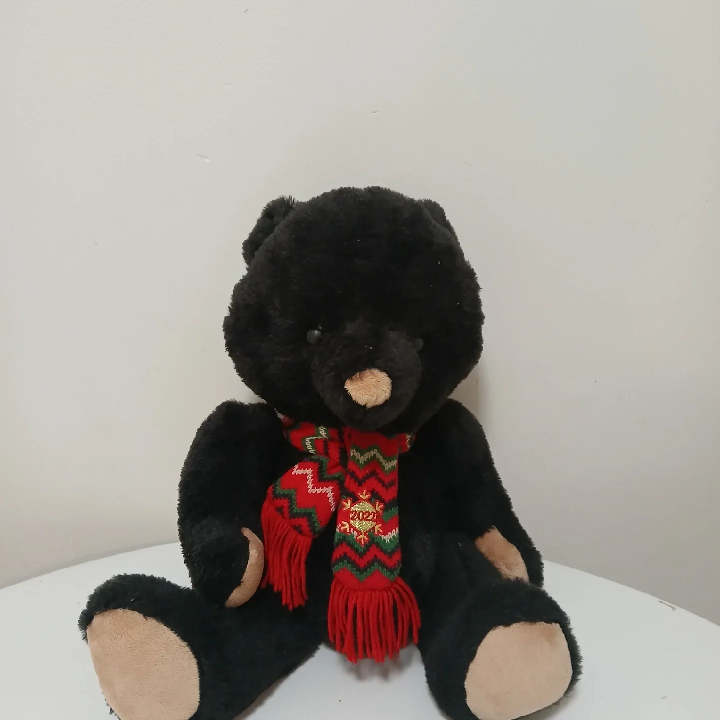 Christmas Black Plush Bear with Scarf image indicator(2)