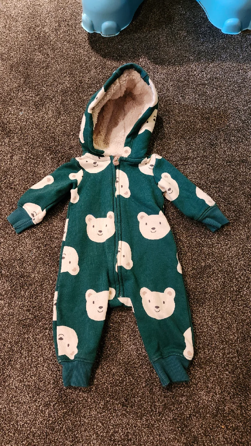 Carter's 3M Bear Print Hooded Onesie thumbnail