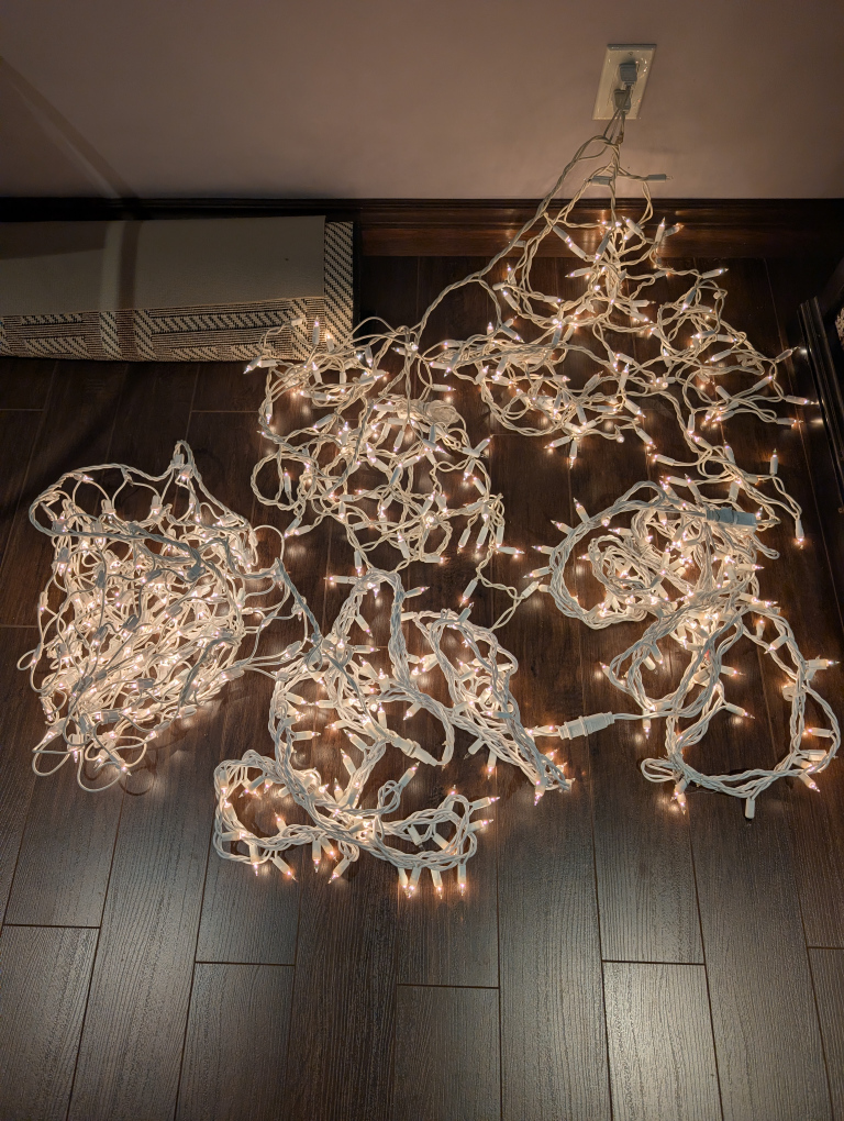 5 Strands of White Thick Christmas Lights - EUC