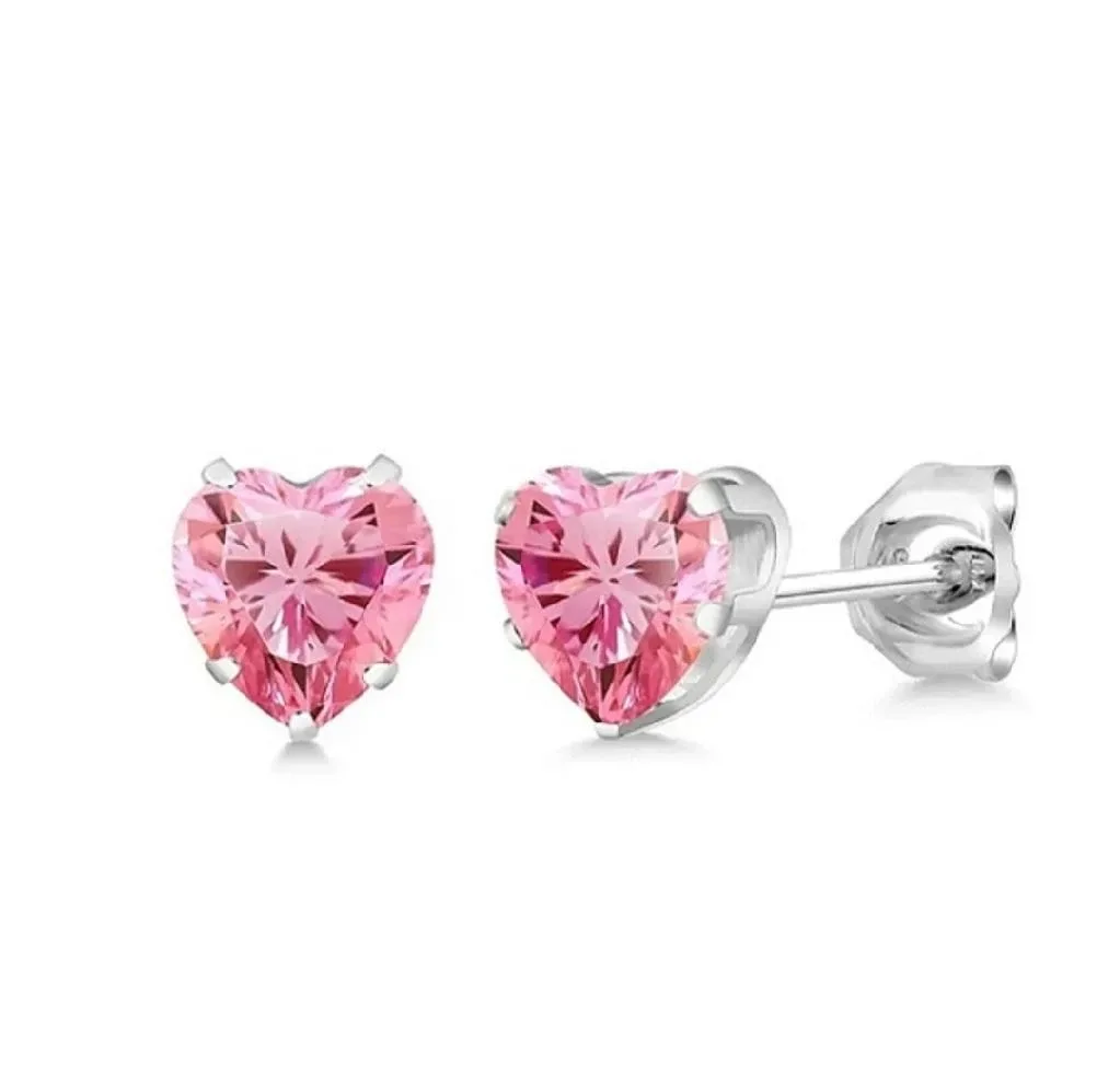 Pink Heart Cubic Zirconia Earrings -The Classic & Clean Choice thumbnail