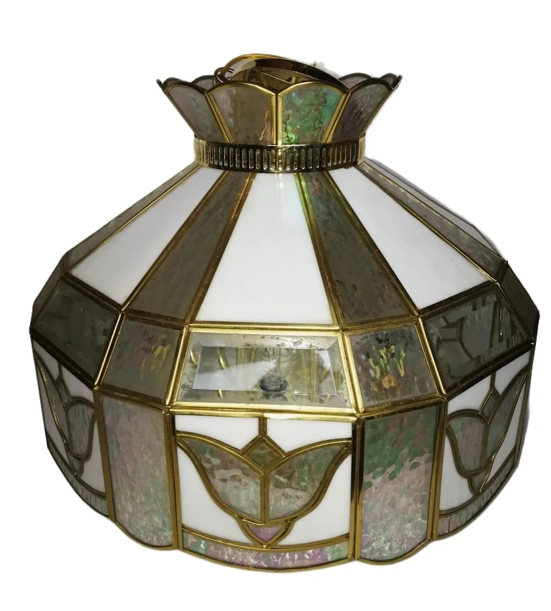 Vintage Stained Iridescent Glass Ceiling Chandelier