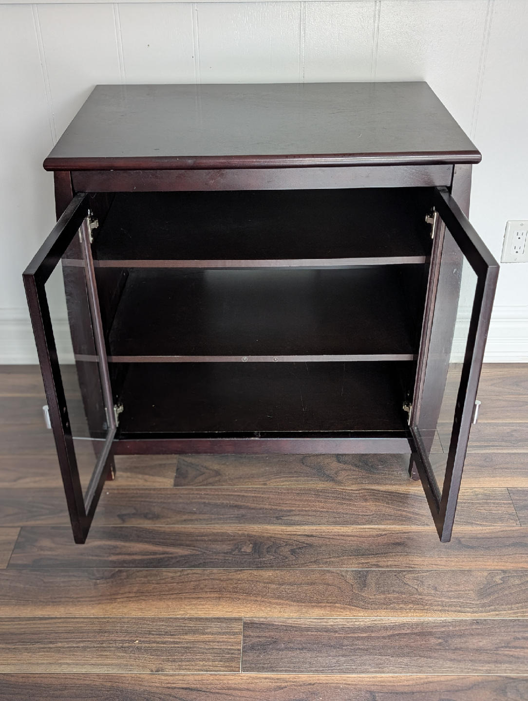 Dark Brown Glass Door TV Cabinet - photo 2