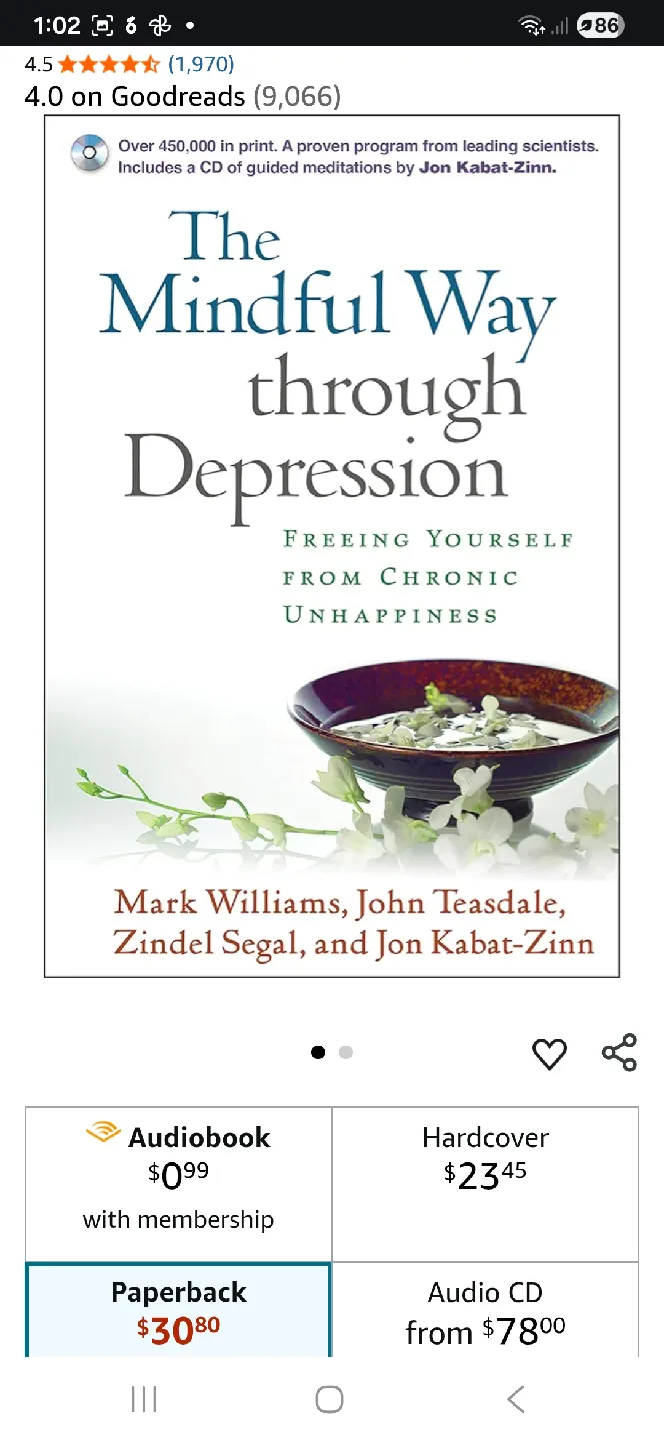 Book: The Mindful Way through Depression, includes a CD image indicator(8)