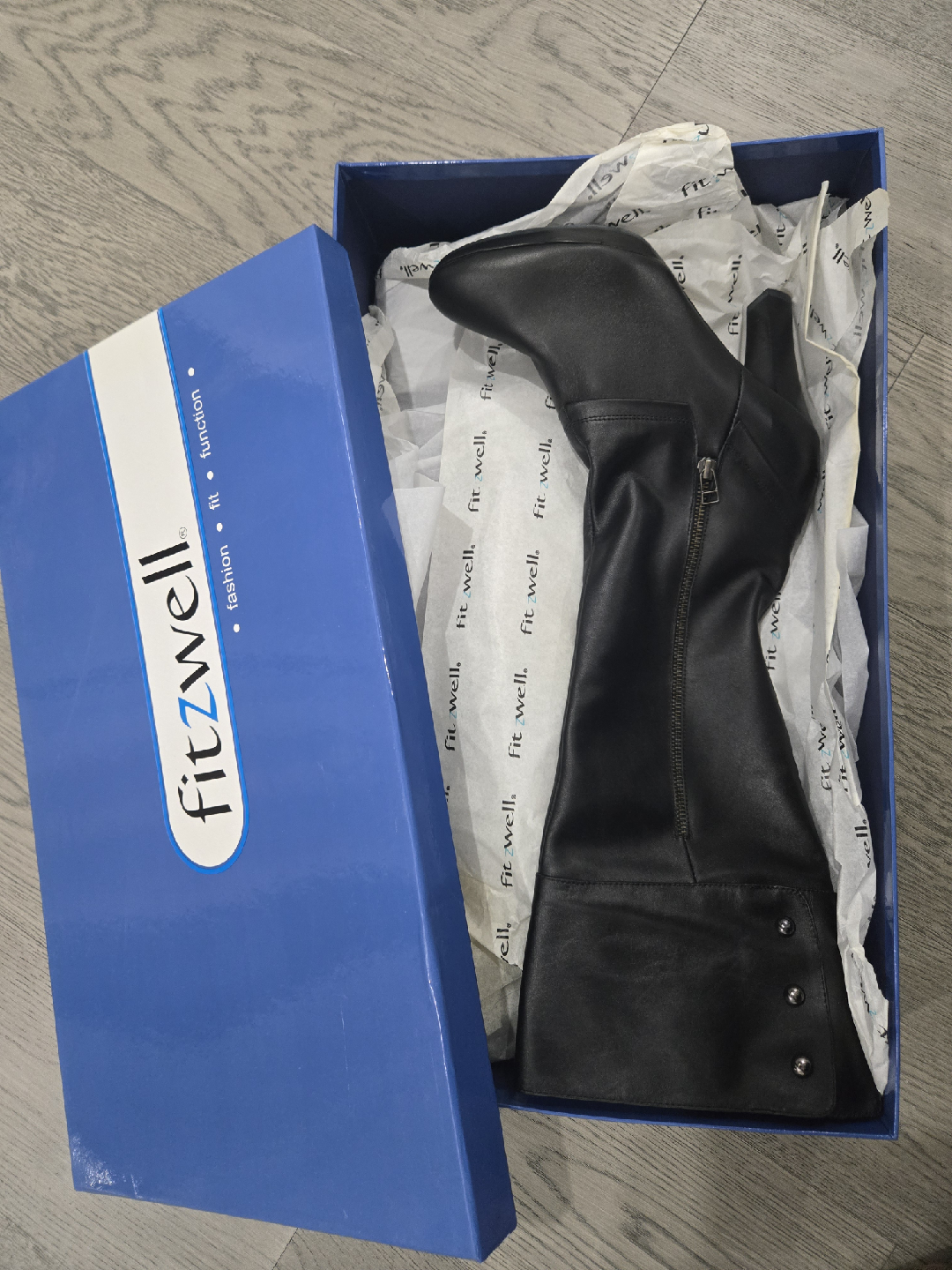 Fitzwell Black Leather Knee High Boots