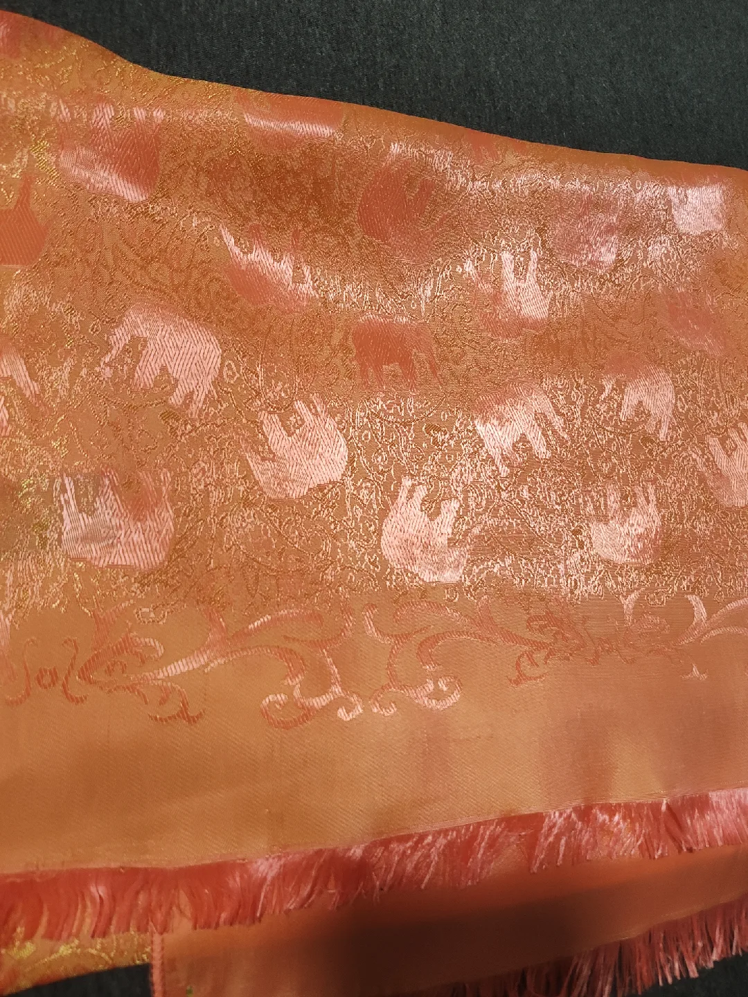 Peach/Gold Elephant Print Throw Blanket image indicator(9)