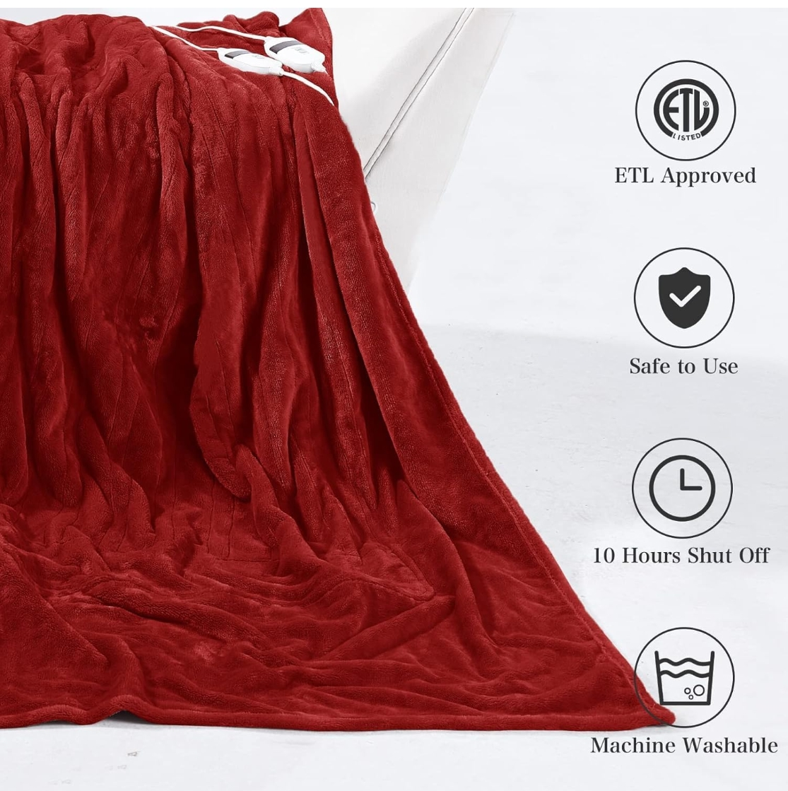 Elephant Burgundy Heated Throw Blanket - photo 4