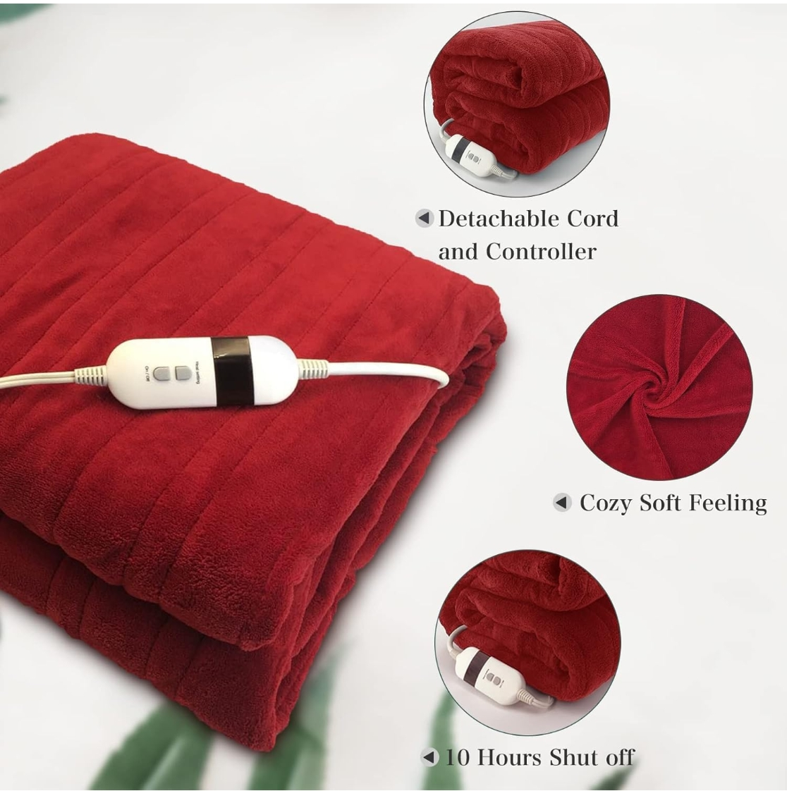 Elephant Burgundy Heated Throw Blanket - photo 5