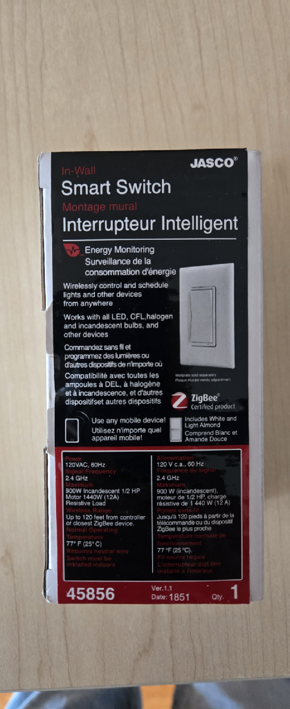 Jasco In-Wall Smart Switch - New in Box