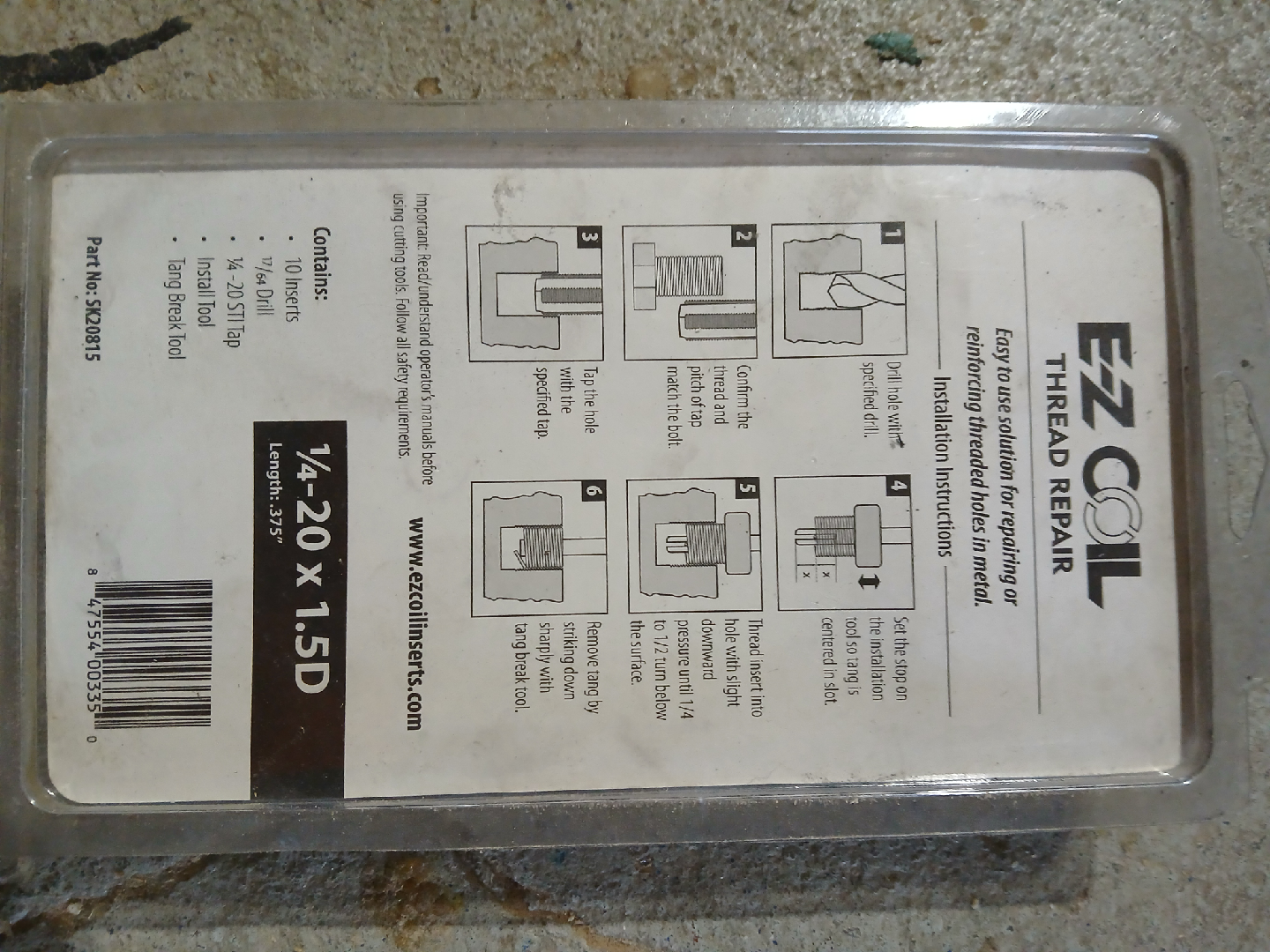 E-Z Coil Thread Repair Kit 1/4-20 mi - photo 2