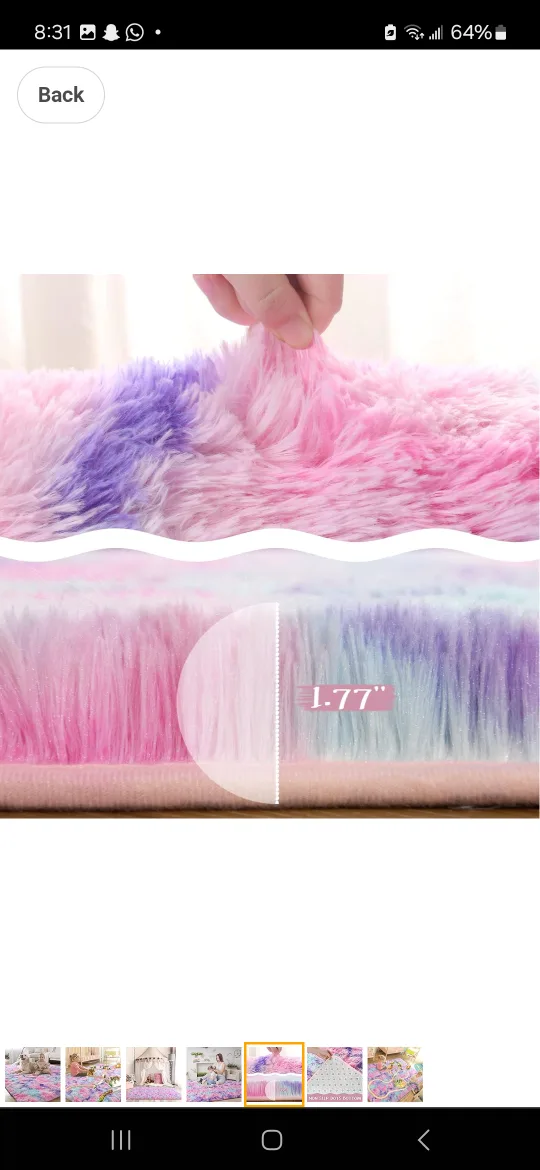 Rainbow Shaggy Rug - Kids Play rug image indicator(2)