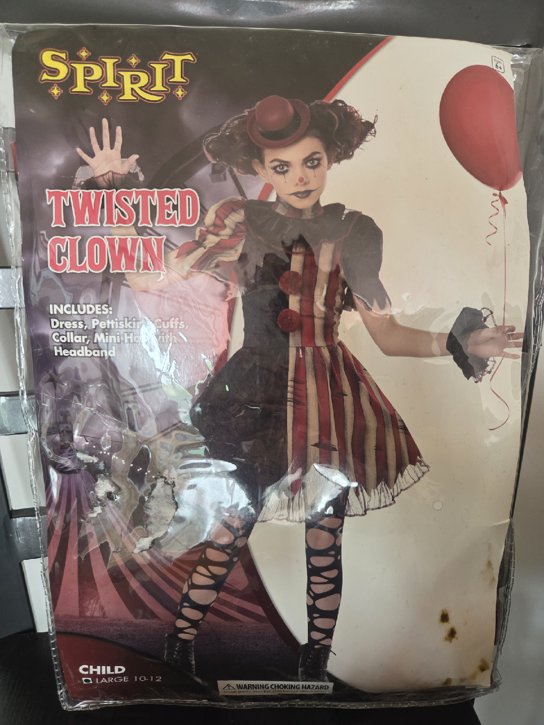 Spirit Halloween Twisted Clown Costume - Child Large (10-12)