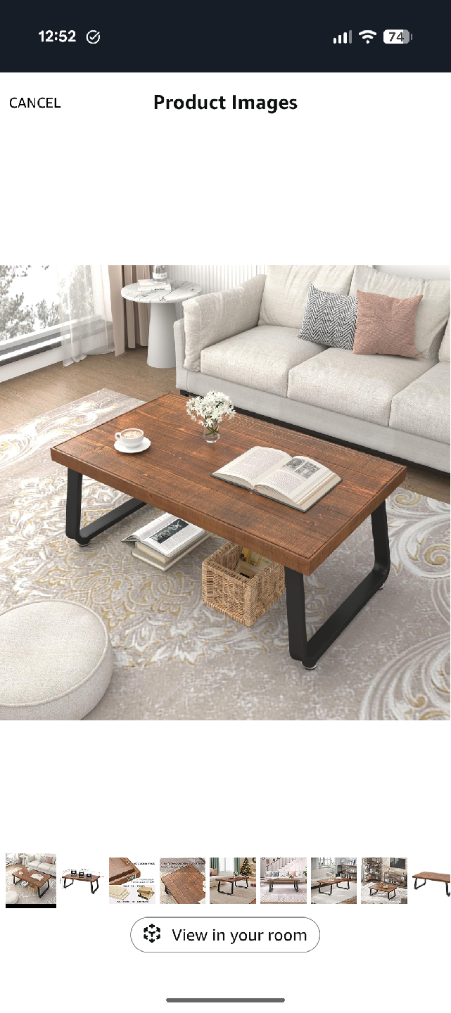 Rustic Brown Solid Wood Coffee Table