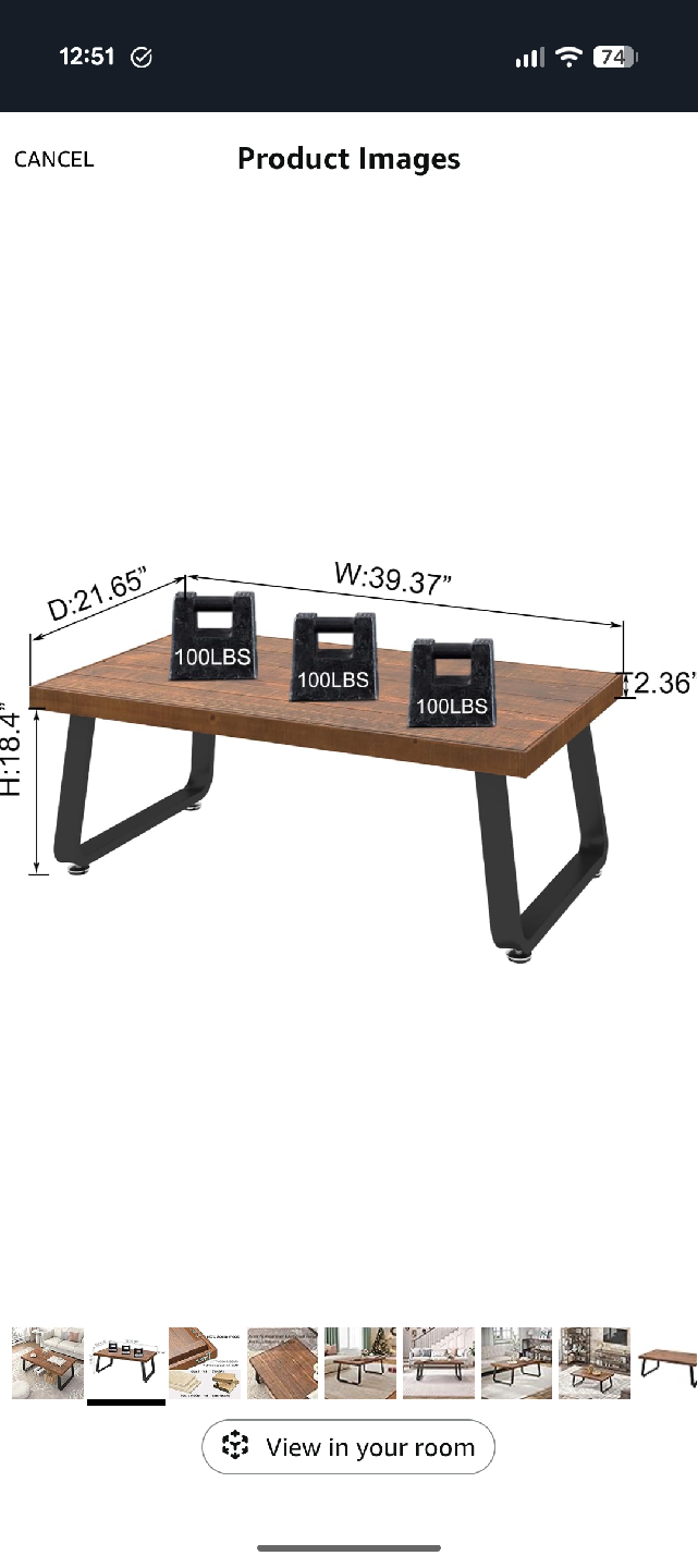Rustic Brown Solid Wood Coffee Table - photo 2