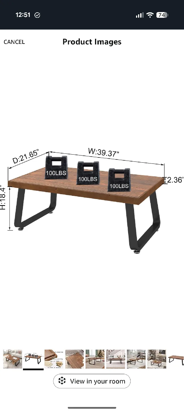 Rustic Brown Solid Wood Coffee Table image indicator(2)