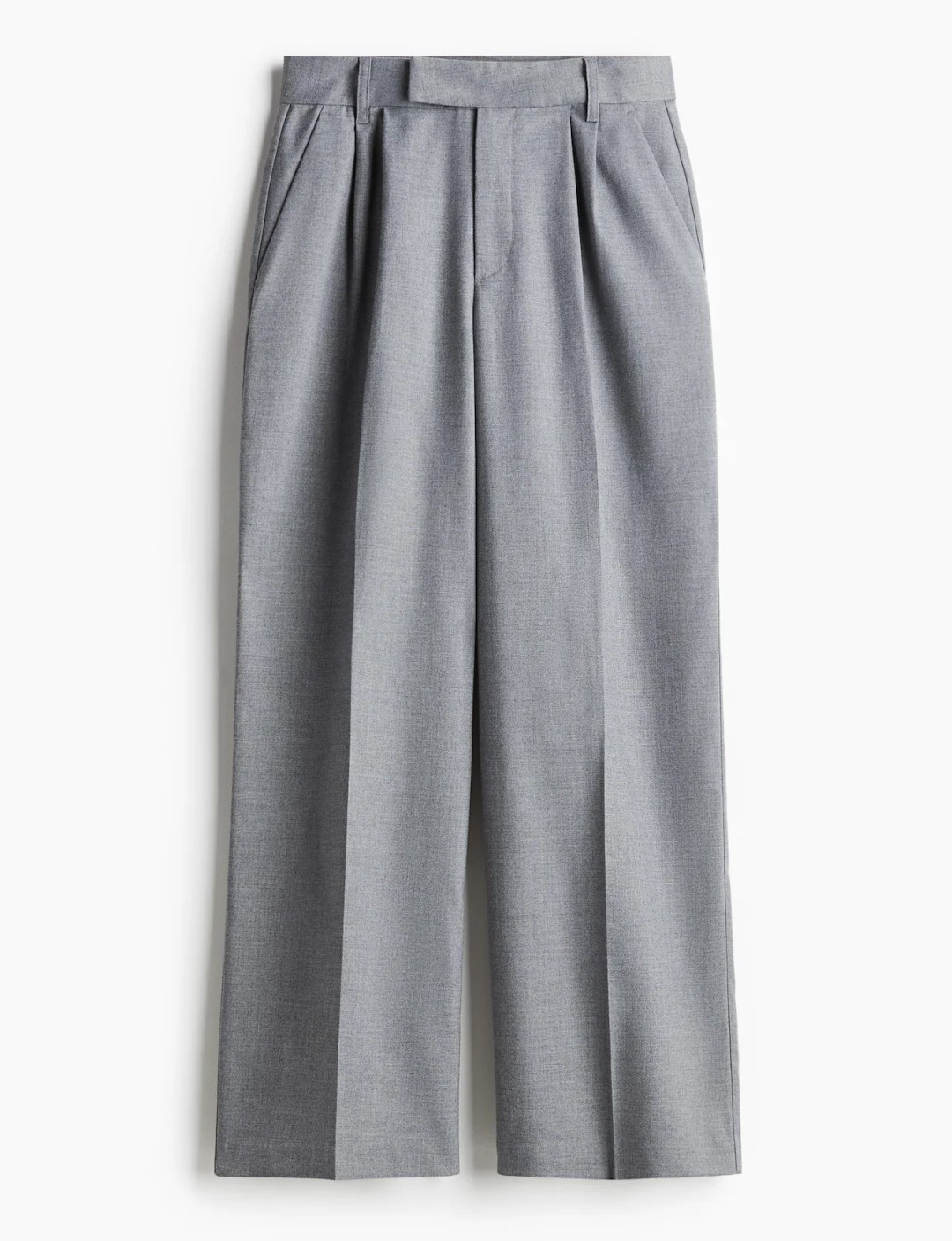 H&M Grey Pleated Wide Leg Trousers - Size 6