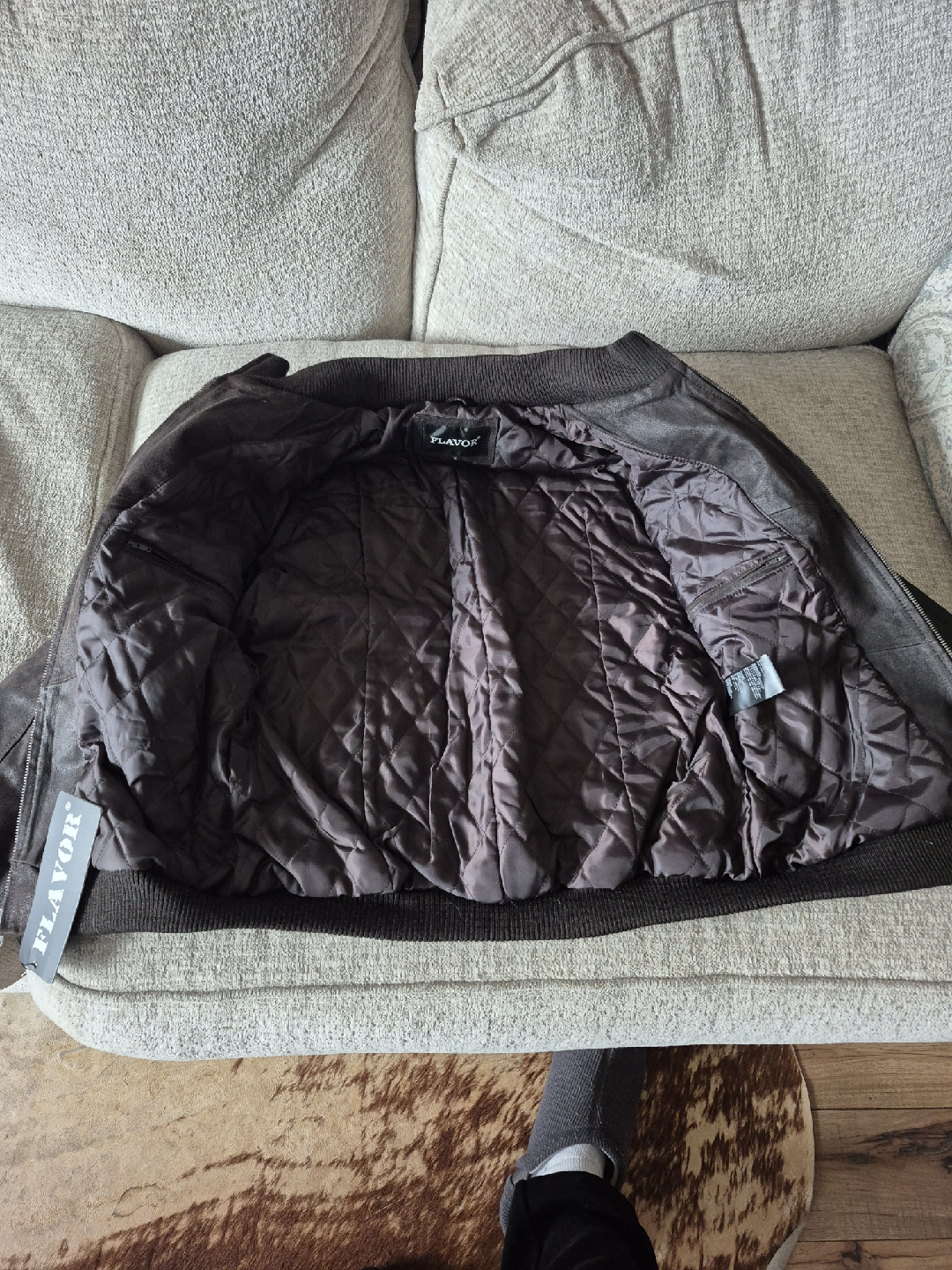 FLAVOR Dark Brown Leather Jacket - Size Small - photo 5