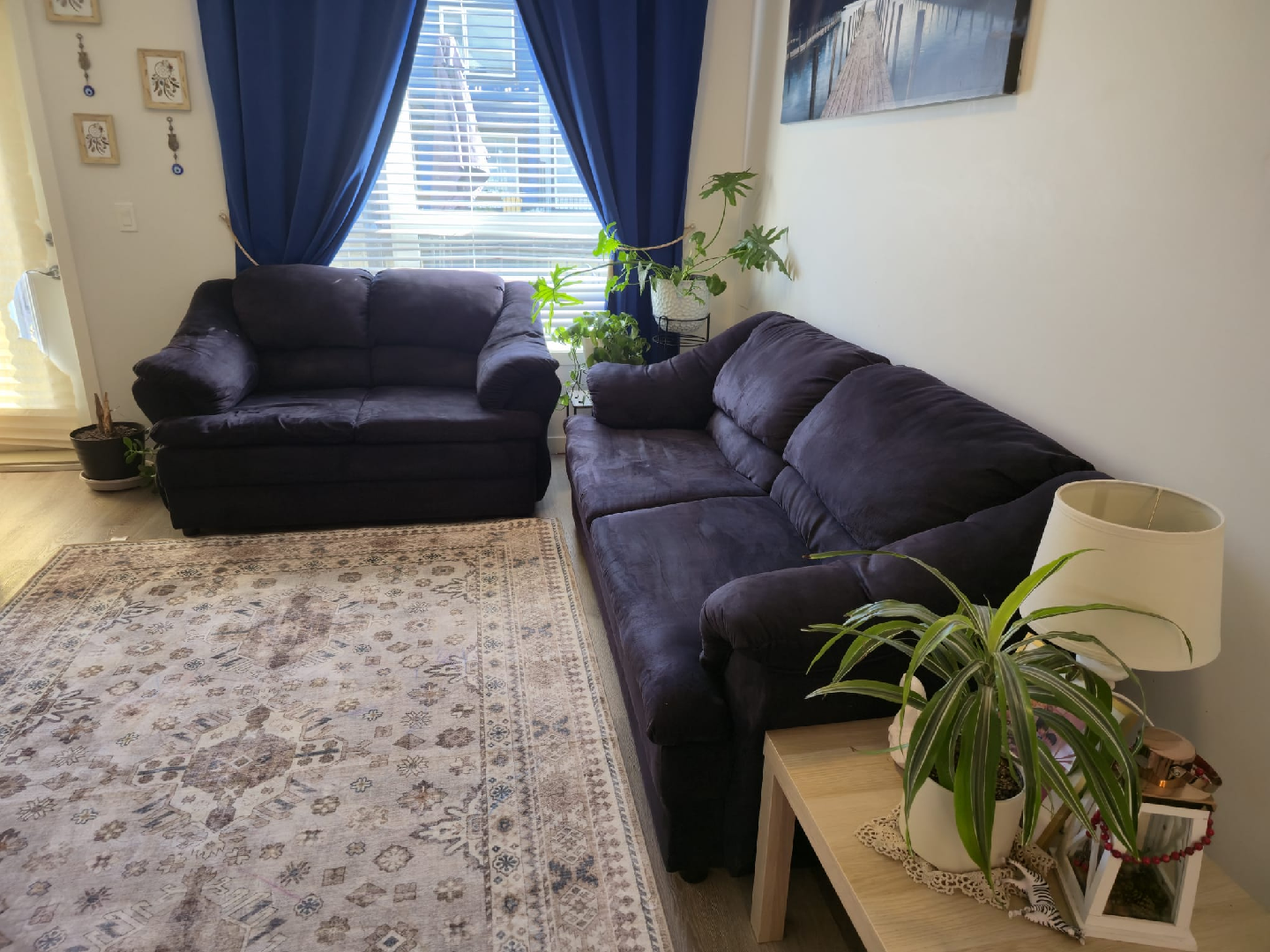 Dark Purple Sofa and Loveseat Set