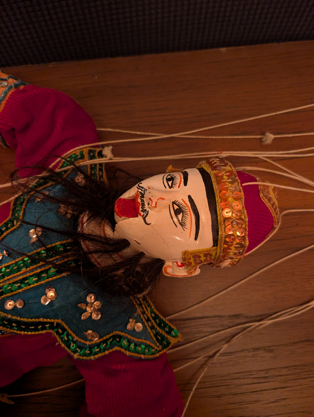 Vintage Burmese marionette String Puppet handcrafted and painted - photo 3
